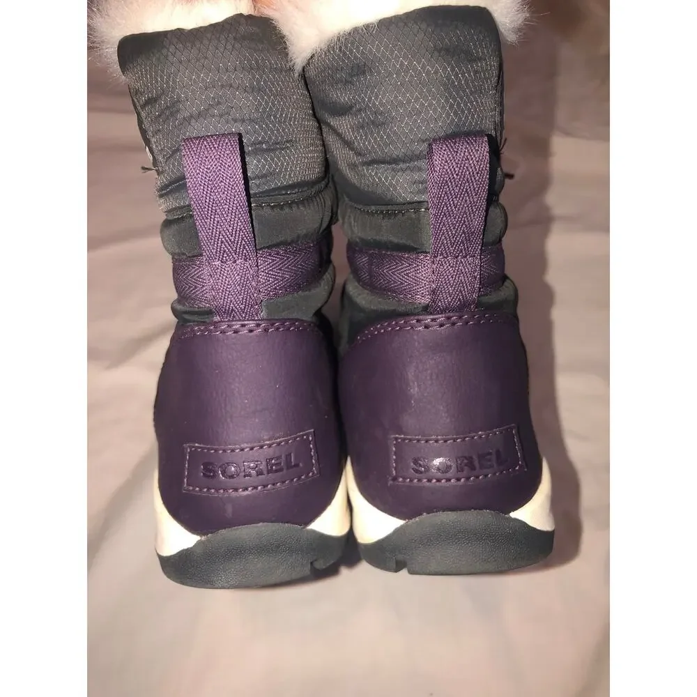 Sorel Whitney Short Lace Snow Boots Size 10 Dark Plum Waterproof Winter Gray